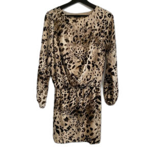 Vince Camuto XS Animal Print Long Sleeve Dress Coquette Feminine Dainty